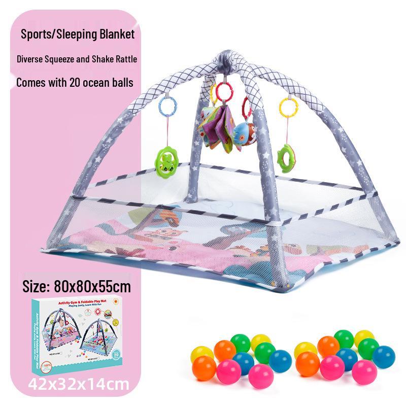 Grenzüberschreitender Baby-Laufstall & Fitnessrahmen: Früherziehung Ozean Krabbelmatte & Bällebad Spielzeug für 0-18 Monate.