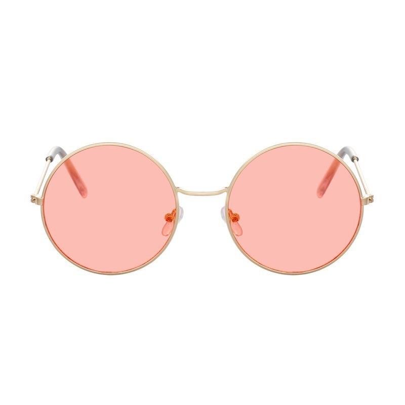 Outdoor Stylish For Female Retro Round Yellow Purple Sunglasses Woman Designer Sun Eyewear Male Alloy Mirror Oculos De Sol