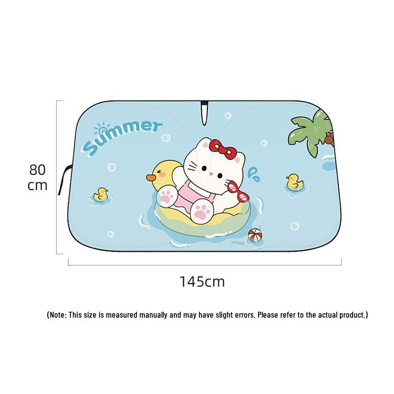 2026 Cute Cartoon Car Sunshade - Front Windshield Heat Insulation & Sun Protection