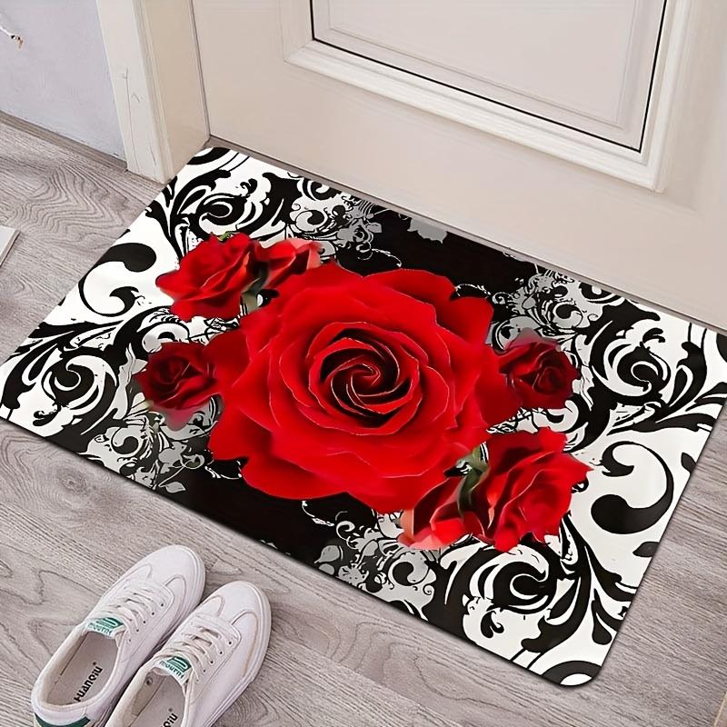 1 piece/8mm thickness JIT rose pattern bathroom rug, kitchen mat, living room rug, bedroom rug, indoor doorway mat, machine washable, entrance door