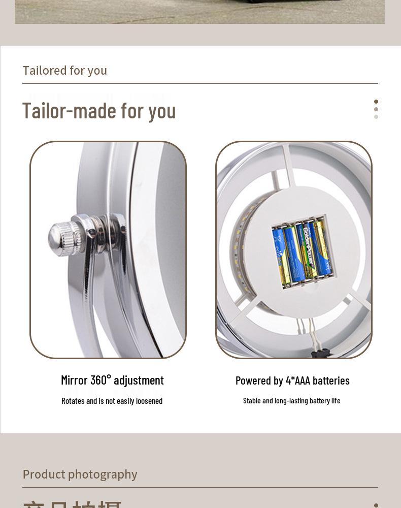 Stylish Double-Sided LED Makeup Mirror with Magnification