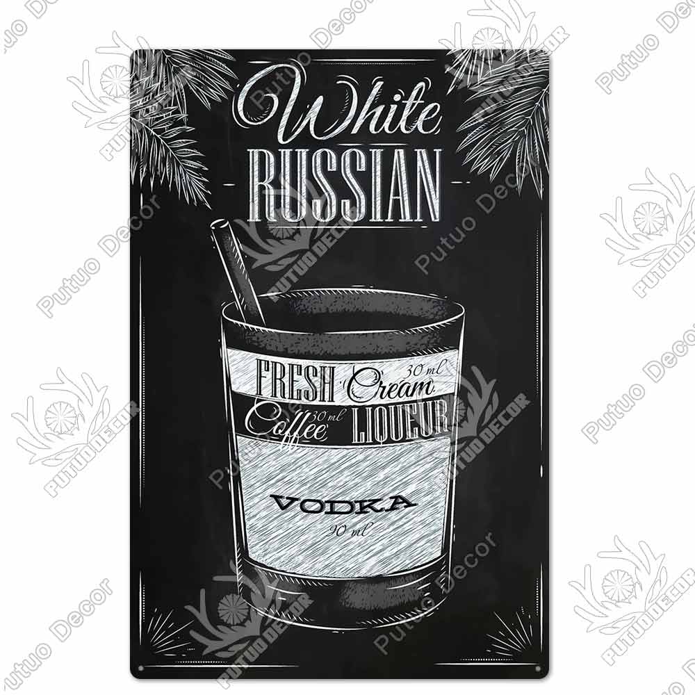Putuo Decor Cocktail Vintage Metal Sign Tin Sign Decorative Plaque Wall Decor Bar Pub Man Cave Living Room Decoration
