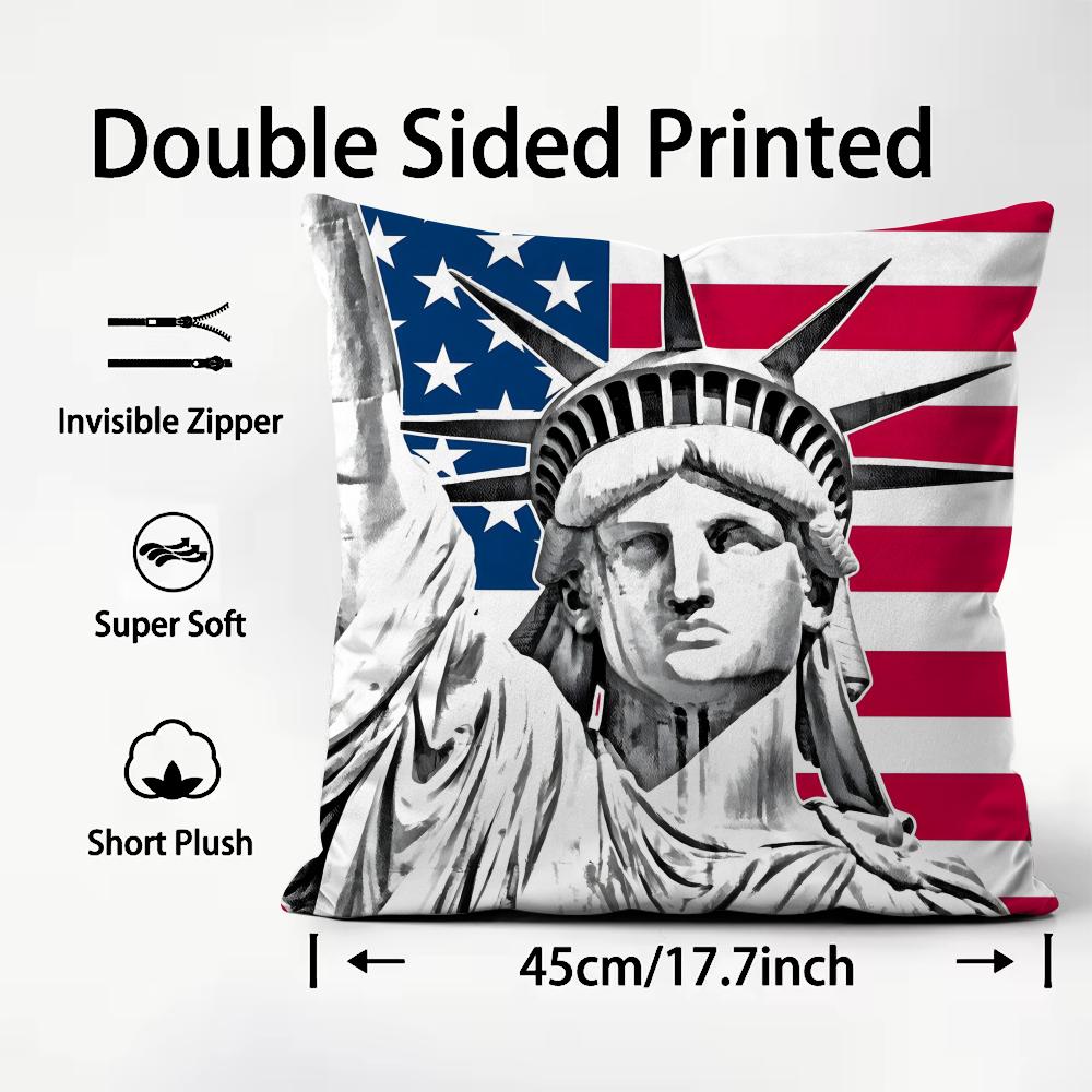 The USA Fashion Cushion Cover Plush Fabric Soft DoubleSided Printed Sofa Warm Winter Home Child Gift Pillow Case