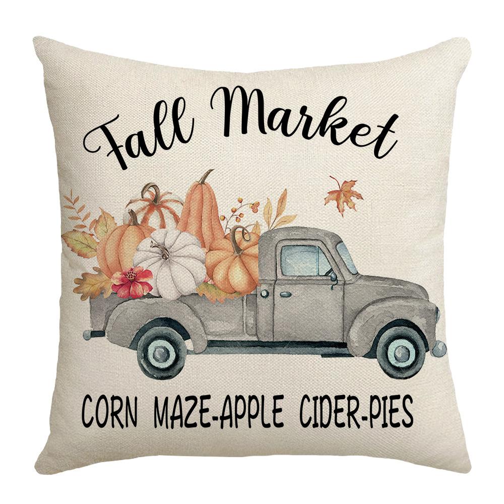 

New Autumn Pumpkin Car Linen Pillow Cover Home Furnishings Modern Simple Sofa Cushion 45 * 45Cm (excluding pillow core)