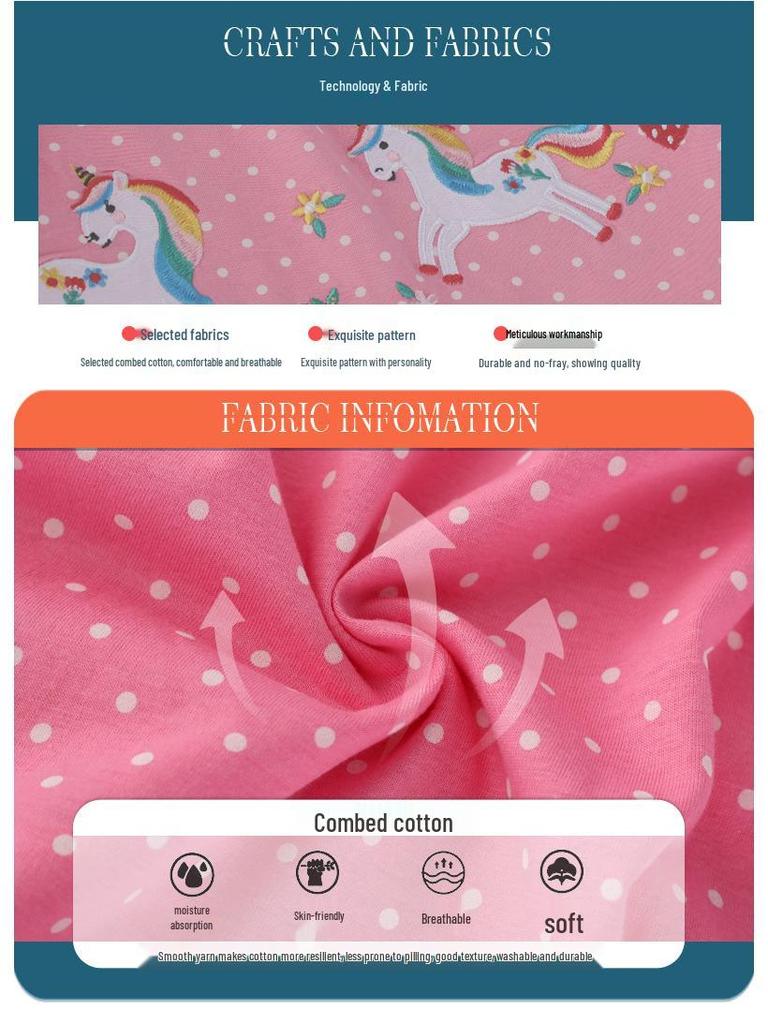 Sommer-Kinder-Strickkleid mit kurzen Ärmeln und Katzenstickerei