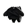 Korean Children's Side Stripe Cotton Sweatshirt & Pants Set for Boys and Girls - Autumn/Spring Casual Style