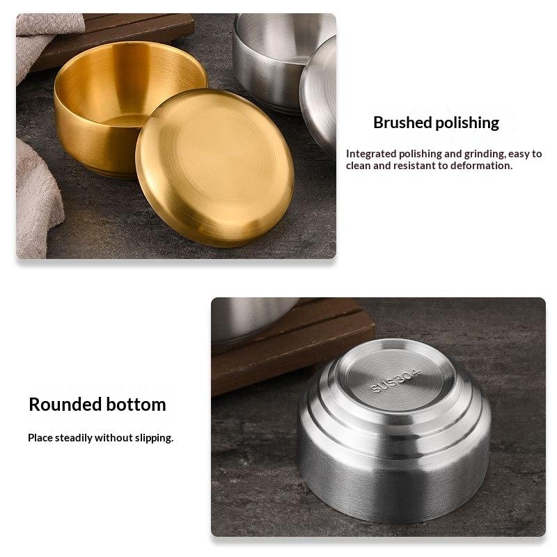 304 Double-layer Stainless Steel Rice Bowl With Lid Soup Rice Bowl Cuisine Home Creative Child Small Bowl Cuisine For Home