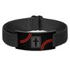MenS Stainless Steel Crosses American Flag Bracelet Adjustable Christian Religious Gift For Patriotic Faith Jewelry