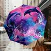 1pc Dolphins Heart Automatic Folding Umbrella 8 Rib Iron Frame,  Suitable for Travel, Daily Use, Birthday, Women & Men Gift c1231062