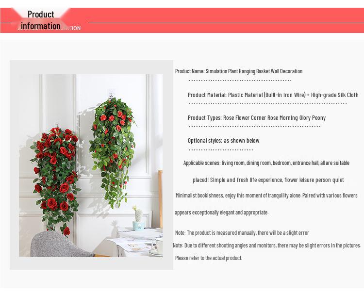 Artificial Rose Vine Wall Hanging for Living Room Decoration