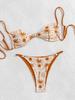 Triangle Strap Pearl Sexy Bikini Split Swimsuit