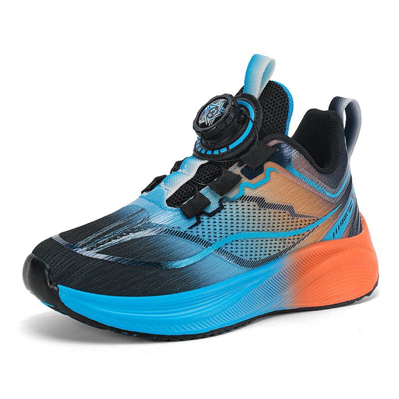 Children's Button Sneakers Carbon Board Student Professional Running Shoes Breathable Mesh New Boys and Girls Training Running Shoes