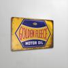 Golden Fleece Motor Oil Vintage Metal Tin Sign Art Deco Style Iron Wall Decor Vertical Oblong Unframed Plaque for Man Cave S