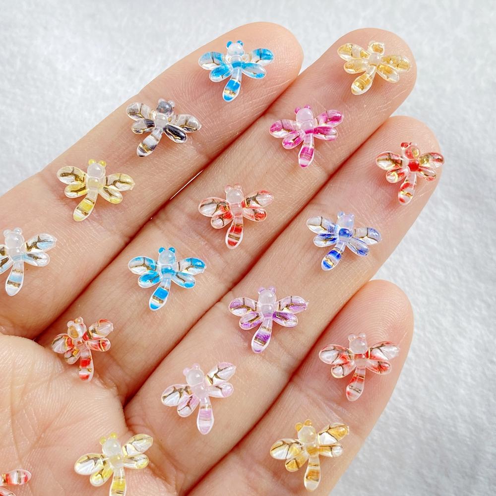50Pcs Cute Mini Cartoon Colorful Butterflies Flat Back Rhinestone Bead Scrapbook DIY Manicures Appliques Accessories Crafts