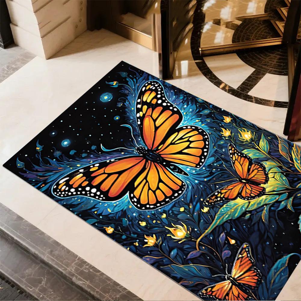 1pc Butterfly Design Home Carpet Non-slip Office Decor Gift Living Room Bedroom