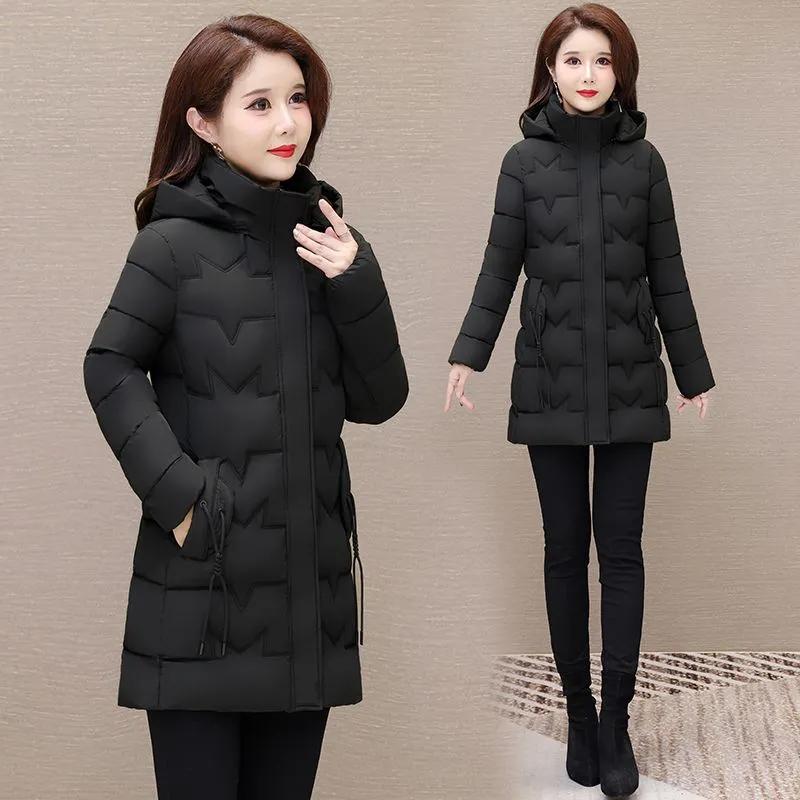 

Потовщене коротке пухове пальто жіноче вільне в корейському стилі зимова куртка тепла бавовняна підкладка XL чорний