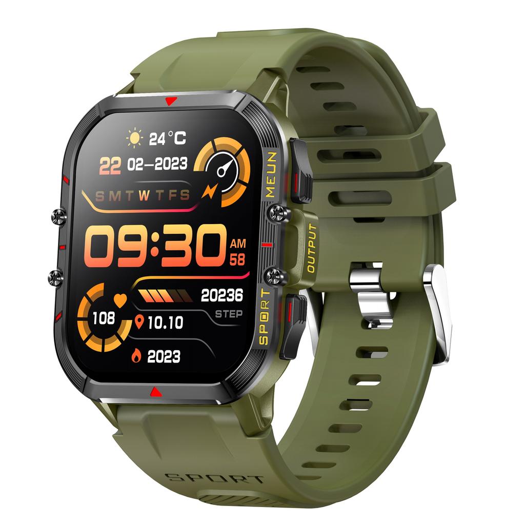 Rainbuvvy T21 Outdoor Smartwatch Dual-mode 1.96inch HD 240x282 BT5.2 Bluetooth Call 280mAh IP67 Waterproof Android Rugged Smart Bracelet