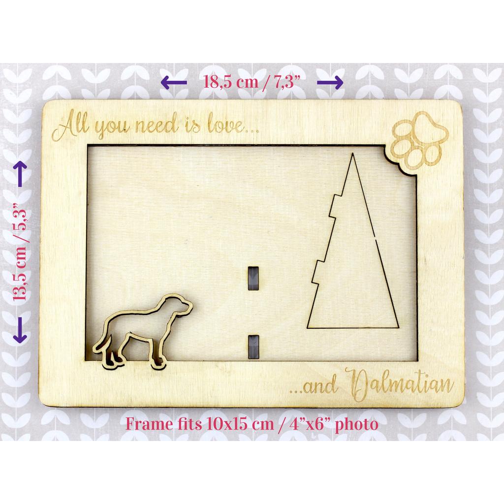 Dalmatian, Carriage Dog, Spotted Coach Dog - Photo frame, engraved wooden frame, a lovely gadget for the dog lover by Art-Dog