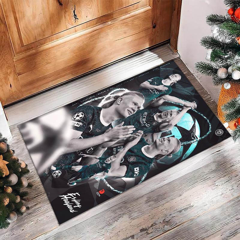 Erling Haaland Printed Flannel Area Rug Non Slip Soft Polyester Floor Carpet Indoor Decor Mat for Bedroom Living Room Sofa