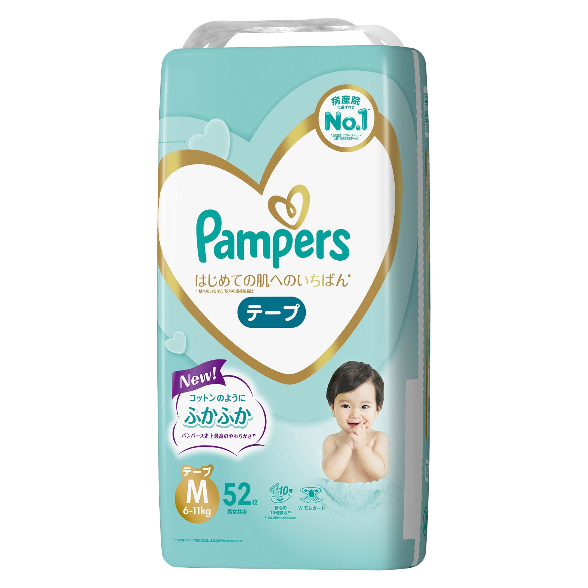 

M Pampers лучшее для кожи 52 шт [размер ленты] подгузники, первый раз (6~12 кг),