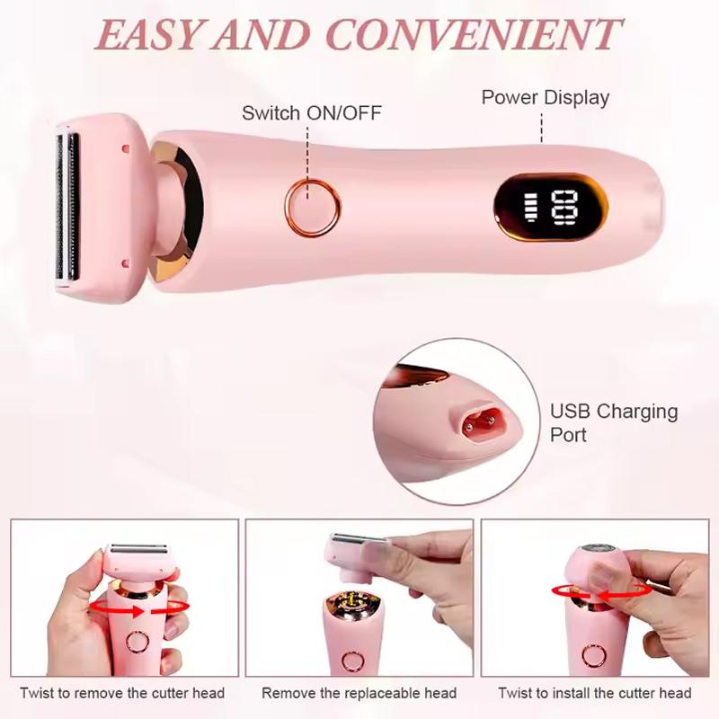 Professioneller 2-in-1 Nass-Trocken-Elektrorasierer Wasserdicht Haarentfernung Damenrasierer Trimmer für Bikini Bein Arm Achselbereich