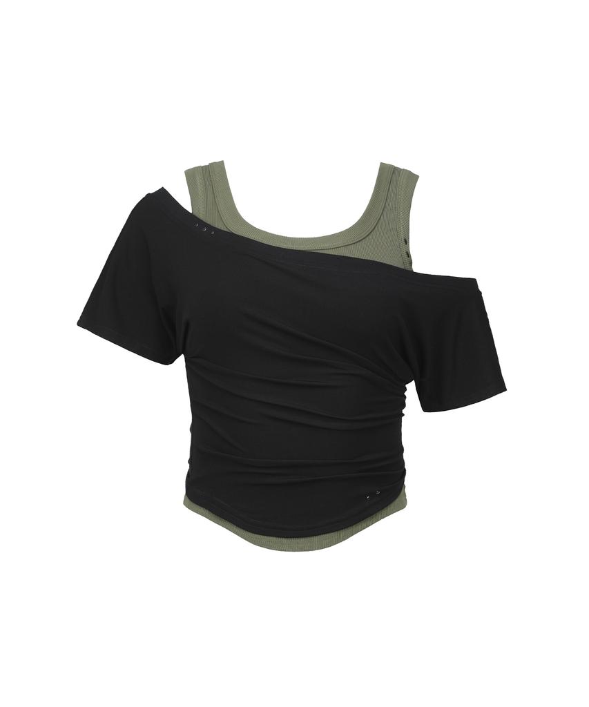 Sekeonmonollogeu Layered Off-Shoulder Set [Black]_Sewts021Black