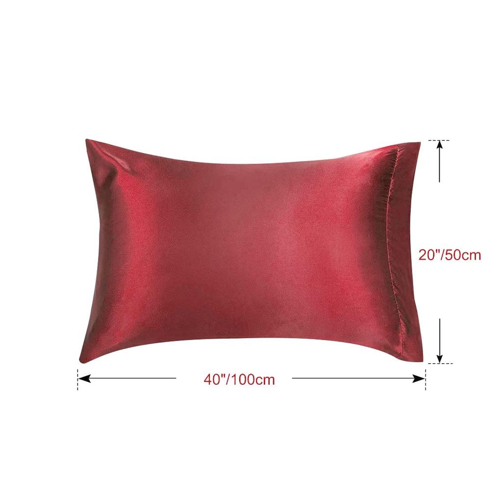 uxcell Pillowcase Satin Weave Envelope Style Cooling Cool to the Touch Pillowcase Set of 2 Pillowcases Plain Odor Resistant Wine Red 50x75cm