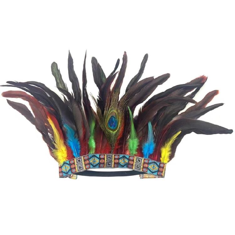 Natives American Costume Hairband for Carnivals Party Festival Props Feathered Hairband Indian Hairhoop Cosplay Headwear
