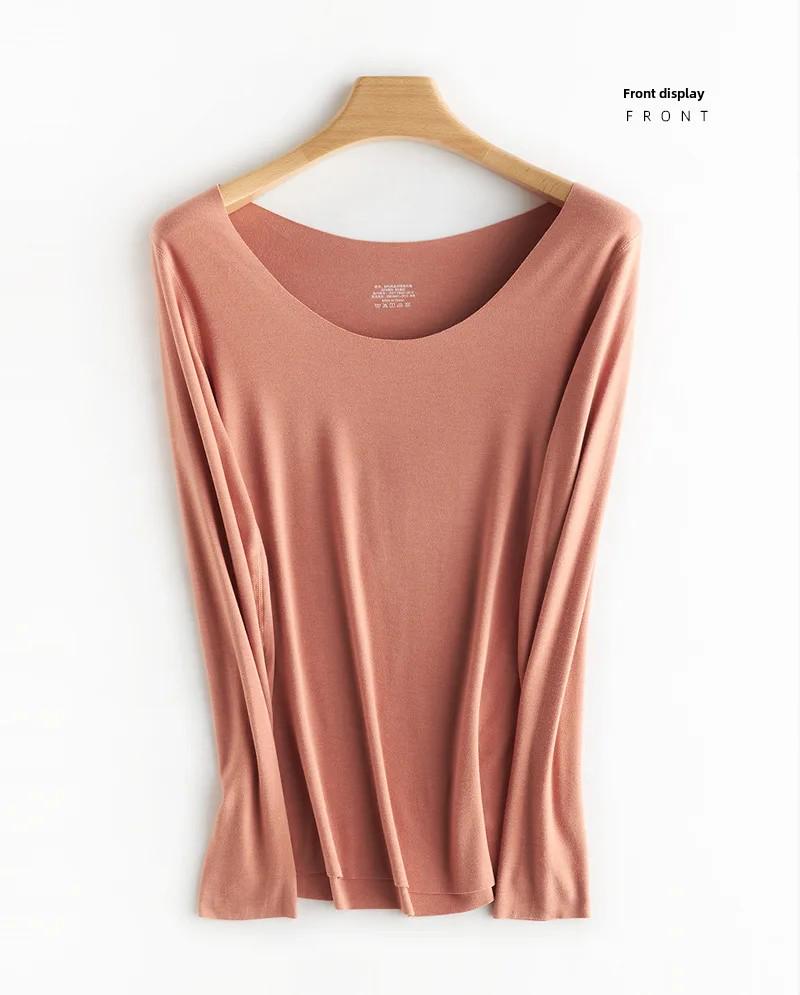 Autumn/Winter Slim Fit German Velvet Thermal Pullover - Solid Color Long Sleeve Round Neck Top