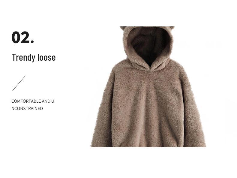 2024 Fluffy Rabbit Ear Hooded Warm Autumn/Winter Sweater