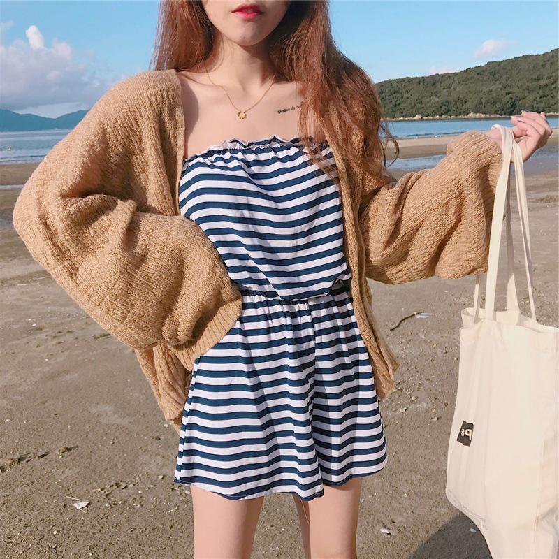 2026 Summer Korean V-neck Beach Style Student Loose Sun Protection Knit Cardigan for Women
