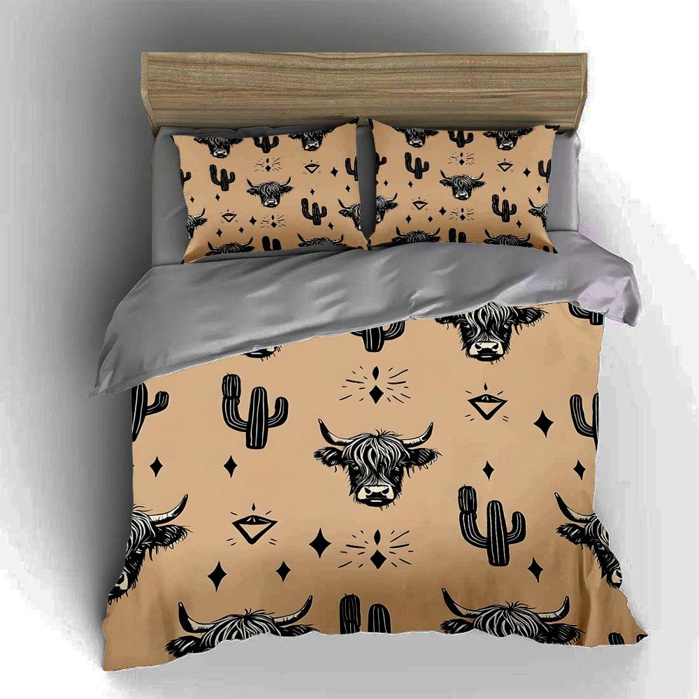 Cactus cow skulls Bedding Duvet cover sets Duvet covers Pillowcases gifts (1 * Duvet Cover 2 * Pillowcases, without duvet insert)