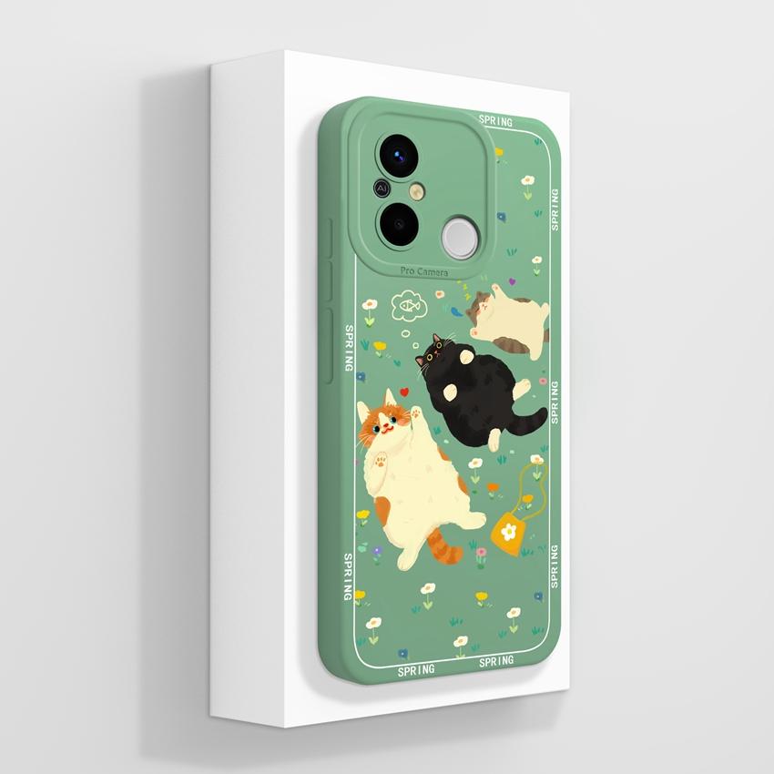 For Redmi 12C 13C 14C 10C 13R 14R 11A 15A Cute Cartoon Cat Phone Cover Liquid Silicone High Quality Anti Slip Durable Protective Case For Redmi Casing