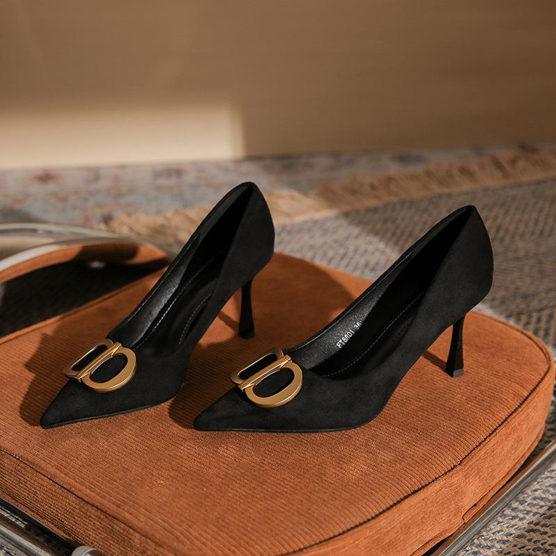 -A Fashion Temperament Women's Single Shoes New Classic Pointed Stiletto High Heel Professional Women