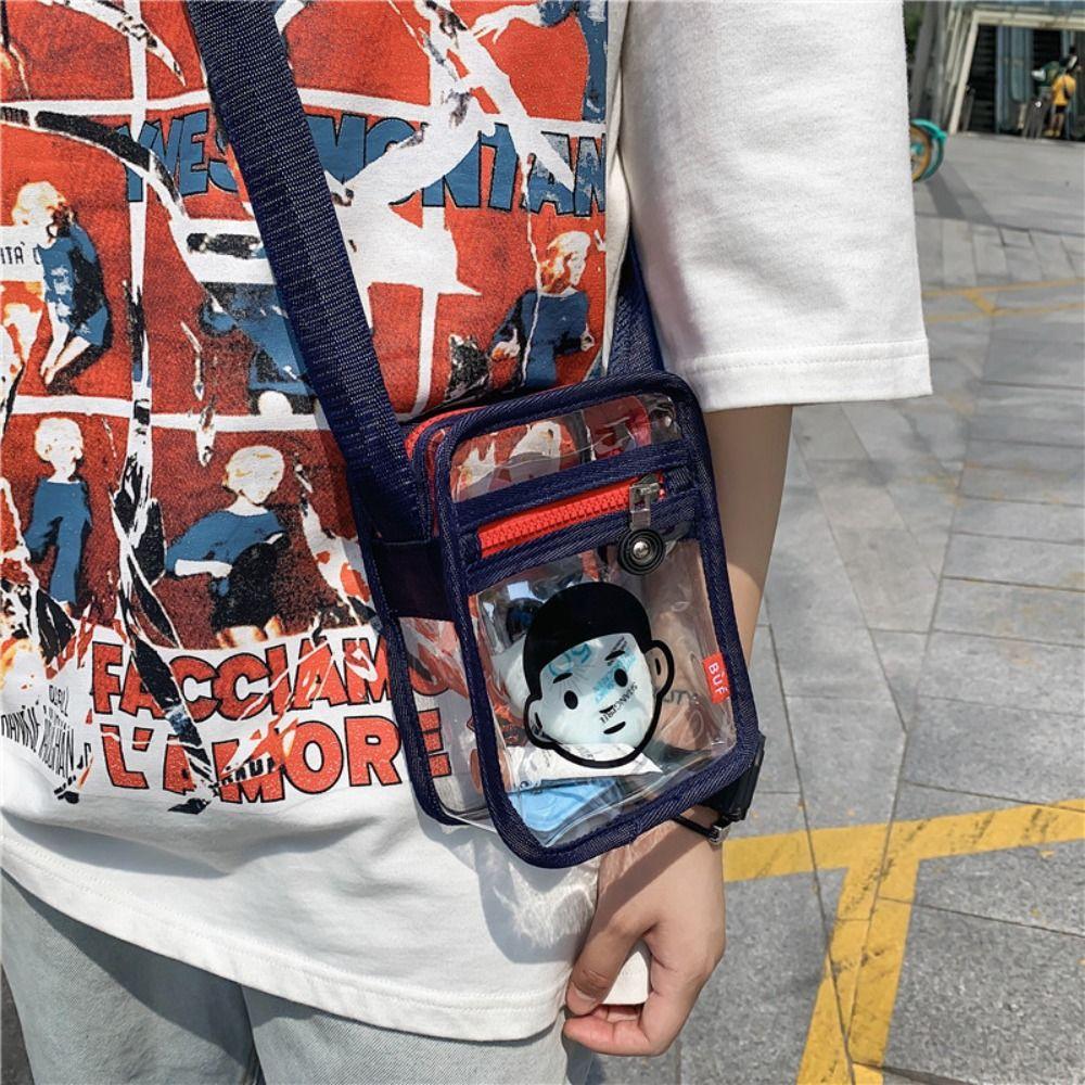Printed Crossbody Bag Small Square Bag Couple Shoulder Bag Simple PVC Transparent Bag  Shopping