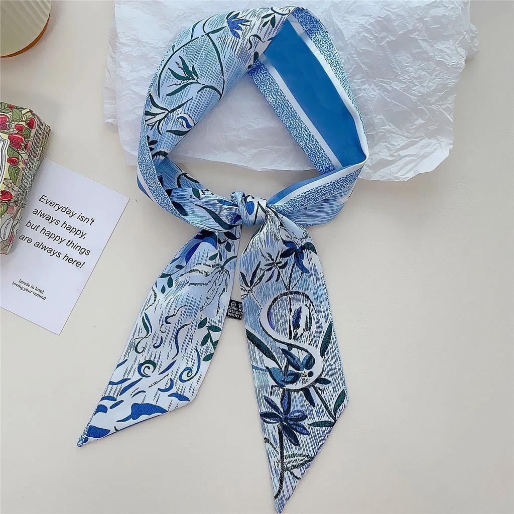 26 Letter Printed Headband 100x6cm Fashion Small Silk Scarf For Women New Design Brand Scarves Women's Bags Hair Tie Accessories