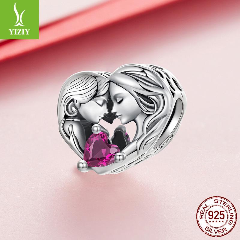 

Мать и дочь Семья Бисероплетение Семья День матери S925 Стерлинговое серебро Аксессуары DIY Ювелирные изделия Бусины Трансграничные