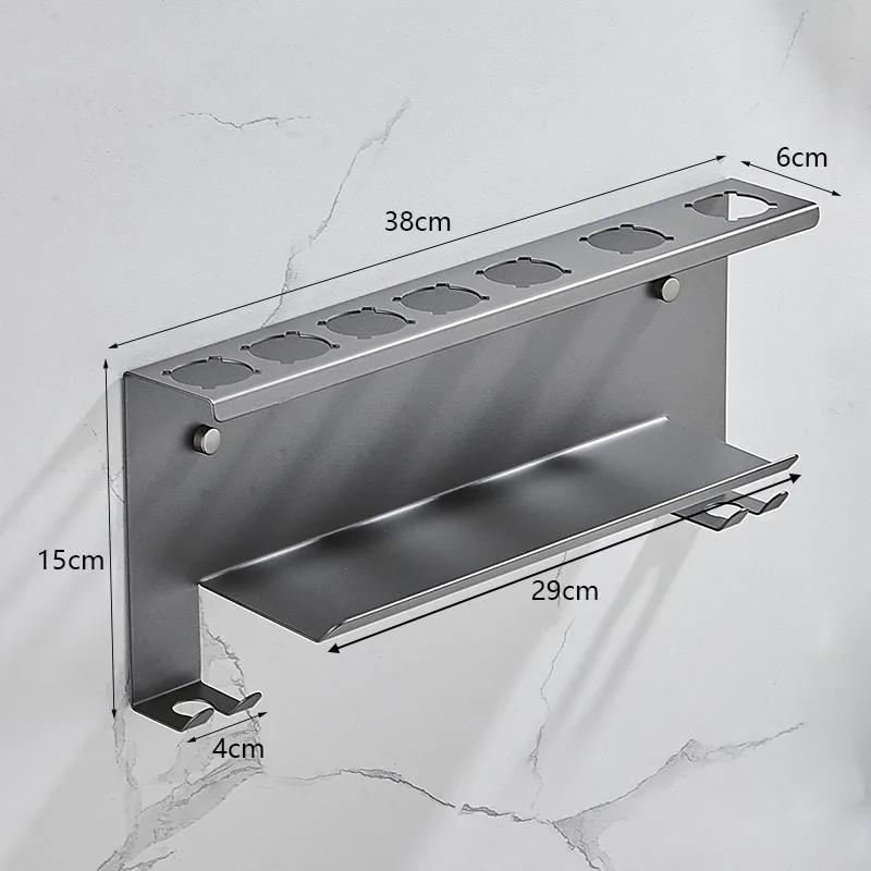 Hochwertiger Edelstahl Haartrocknerhalter Wandmontage Schwarz Ablageregal Anzug Dyson Airwrap Badezimmerorganisation WB8031