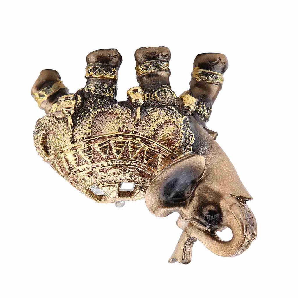 Feng Shui Golden Elephant Statue Sculpture Wealth Figurine Gift Home Decoration(L)