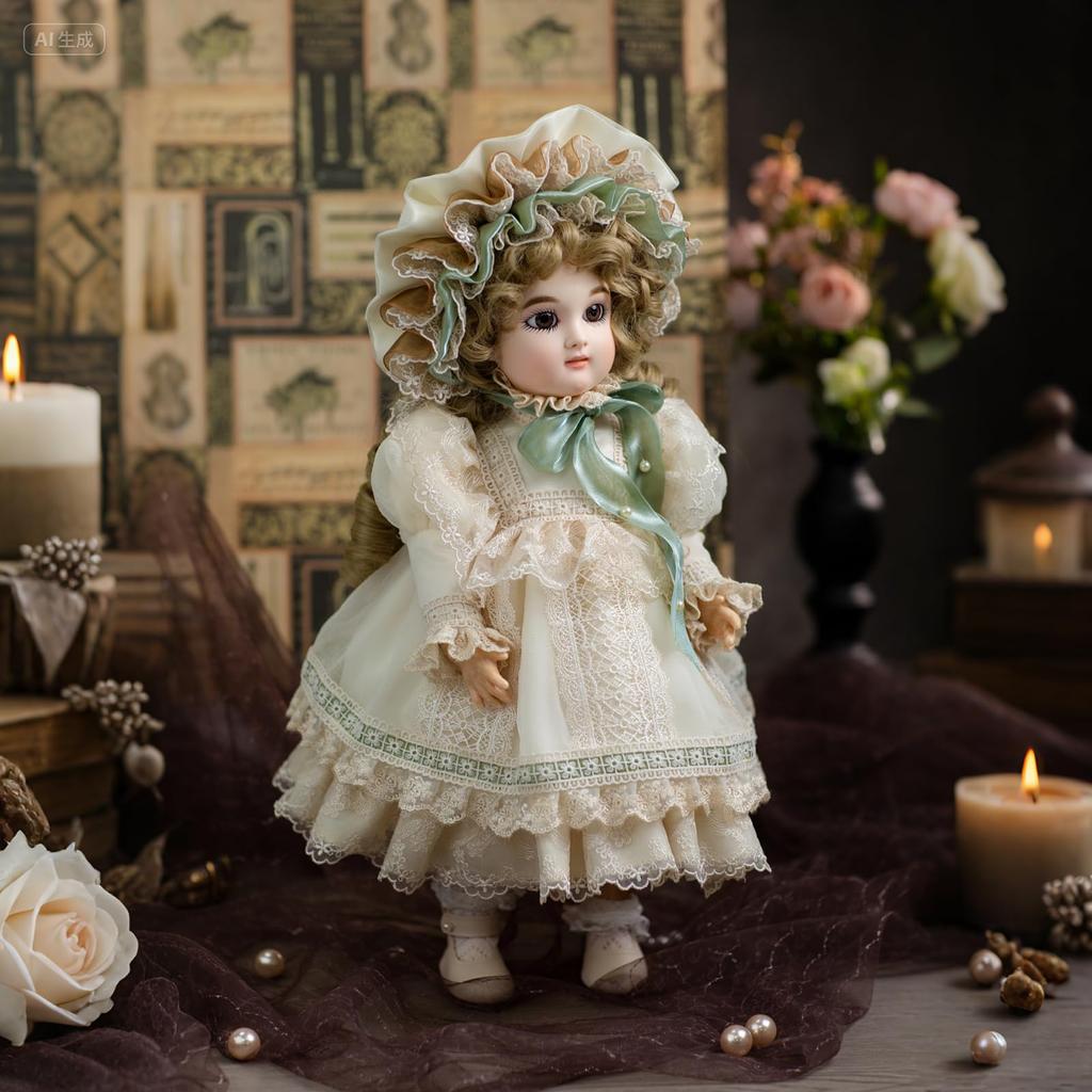 Cloveray BJD Biscuit Doll Poseable PVC Bisque Doll Perfect for Birthday Luxury Gift Box 16-inch Victorian-inspired Dress, Wood-grain Joints,