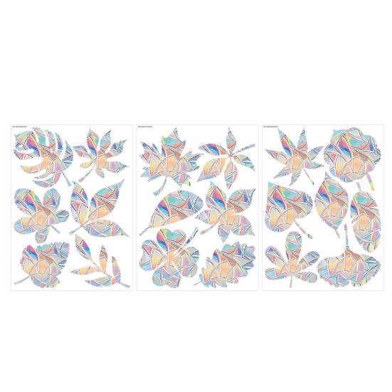 

3 Sheets Rainbow Leaf Window Clings Prism Static PVC Window Decals for Bird Strike Prevention Reusable Window Sticker for Glass Doors Windows 3pcs