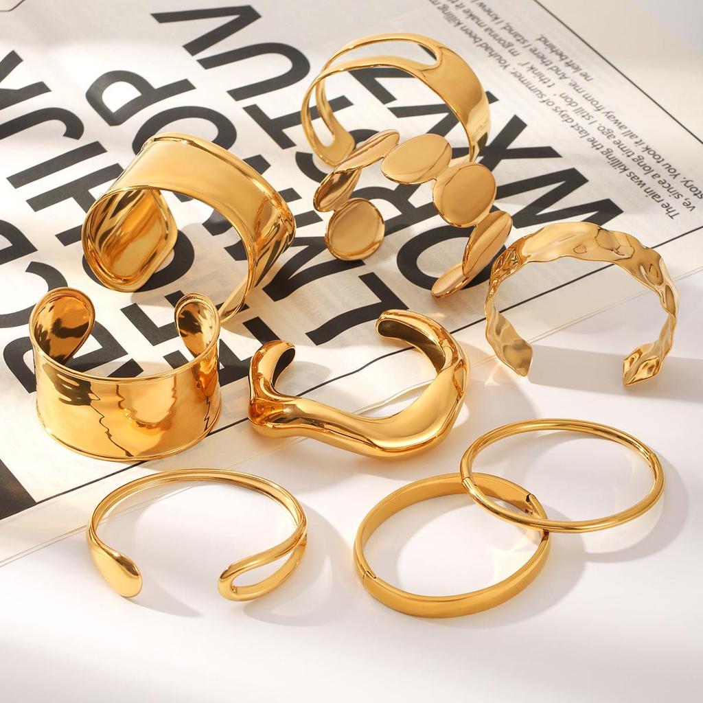 Women's Luxury Stainless Steel Open Bangle Bracelet Set