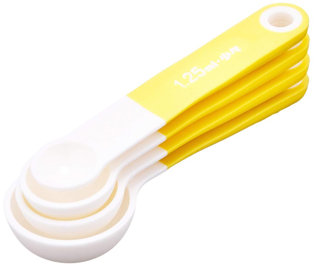 DELISH KITCHEN Pearl Metal Measuring 13 x x with small Spoons, Yellow, 4.5 4.5 cm, spoon, 4-piece set, CC-1308