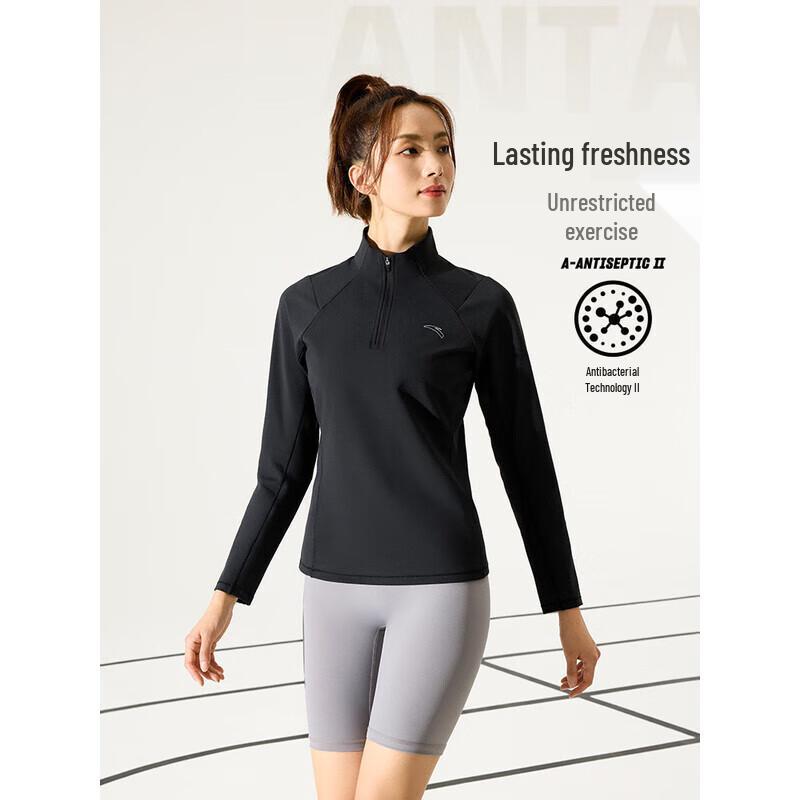 ANTA Women s Anti-Bacterial Half-Zip Long Sleeve Running T-Shirt S