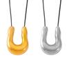 Women's Black Horseshoe Leather Cord Pendant Necklace - Titanium Steel, Fashionable & Versatile