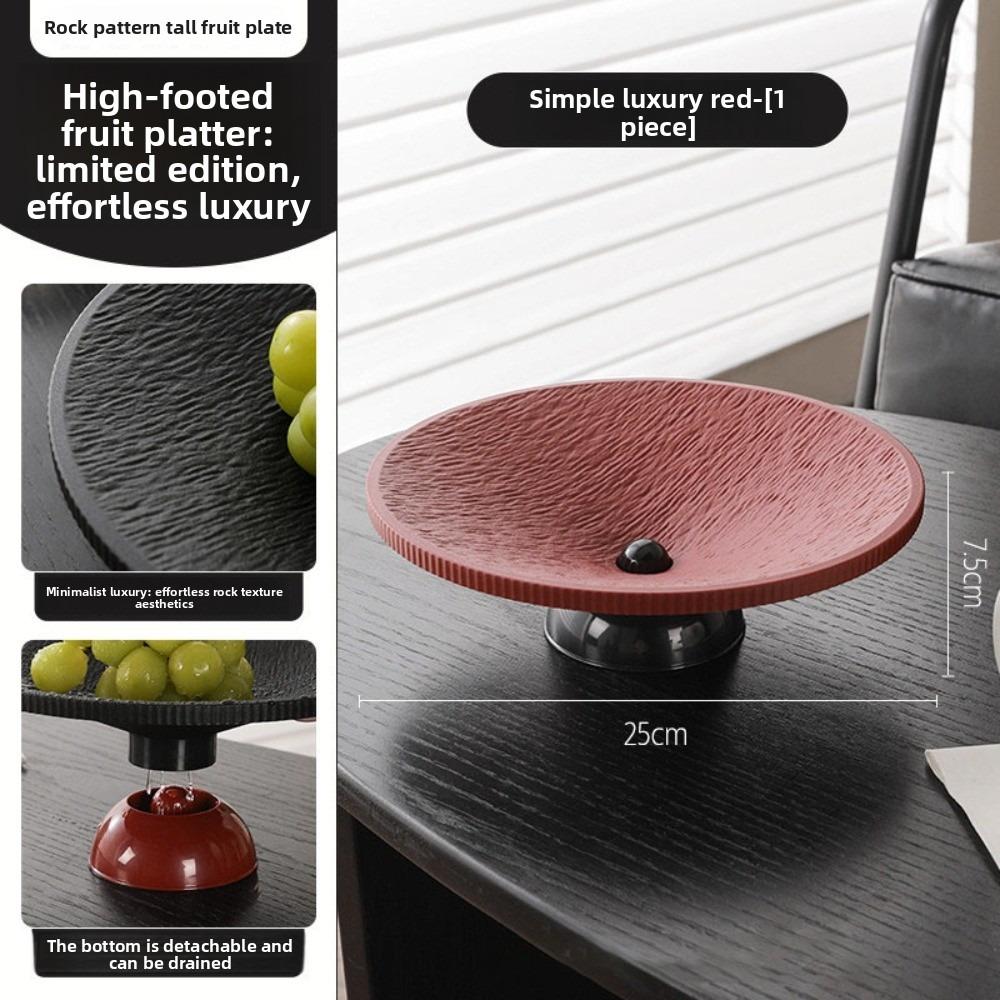 Fashion High-legged Fruit Plate Large Capacity Plastic Dried Fruit Plate Light Luxury Snack Tray Fruit Display красный