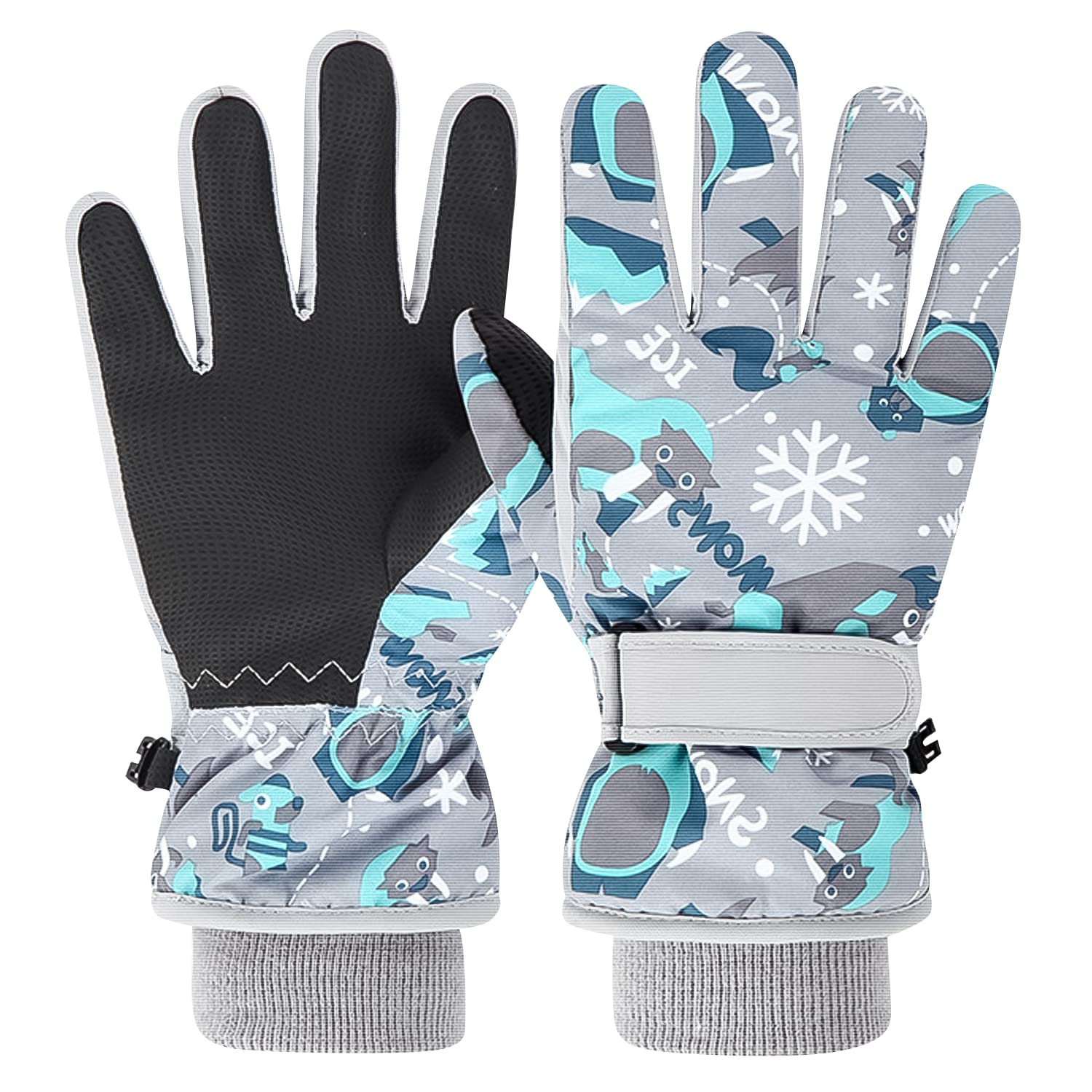 

Pnvruy Ski Gloves for Winter Snow Fleece for Boys and Perfect for Snow and Outdoor Activities M Kids, Gloves, 5-Layer Insulation, Water-Repellent, серый