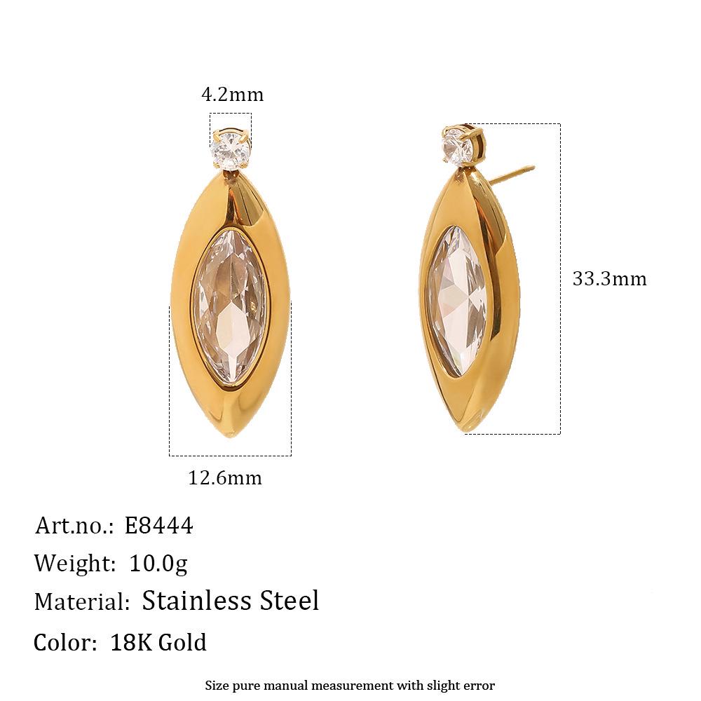 18K Gold-Plated French Style Zirconia Stud Earrings for Women