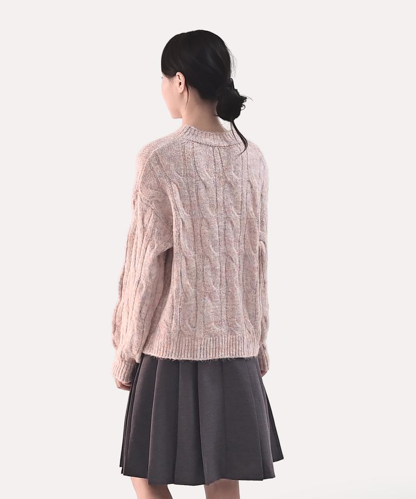 Keulleiseu Wool Blend Aurora Twisted Knit Sweater_Pink
