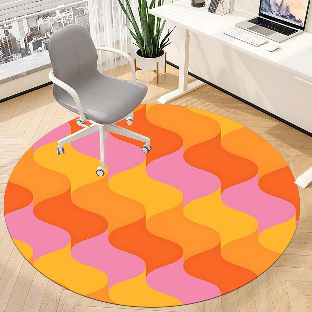 1pc Wavy Colors Office Round Area Rug, Indoor Mat Suitable For Office, Under Office Chairs Bedroom Living Room Home Decor, Room Deco